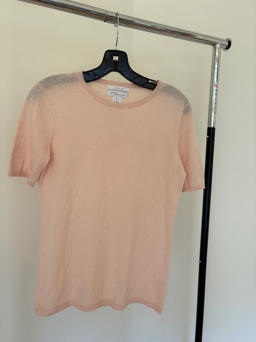 Nordstrom Signature 100% Cashmere Pink Short Sleeve Crewneck Sweater M